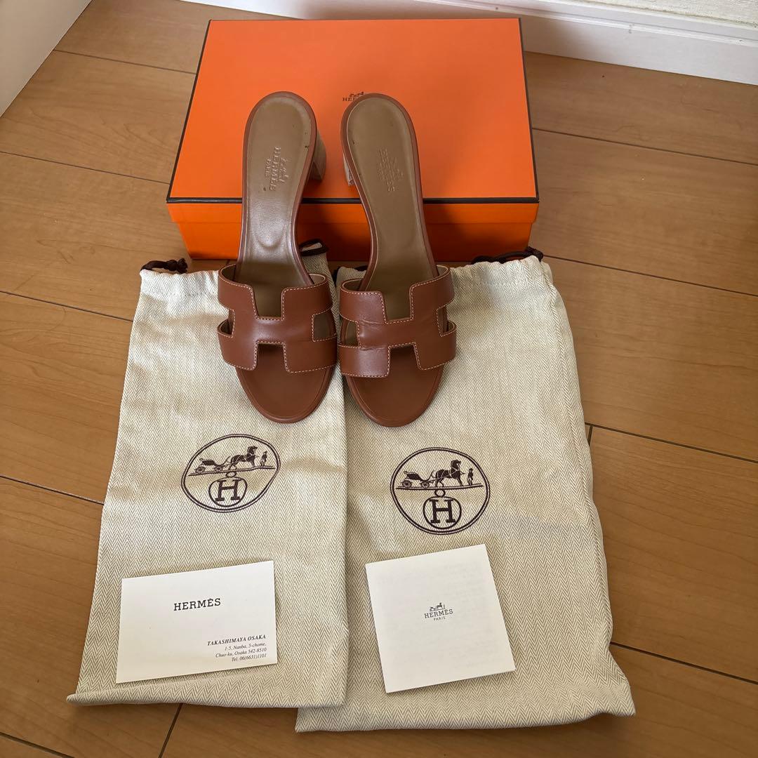 HERMES ブラウン ミュールサンダル