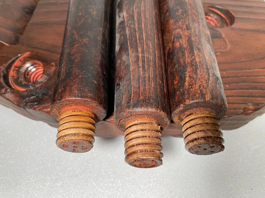 木製円形テーブル 猫型椅子 波型天板セット