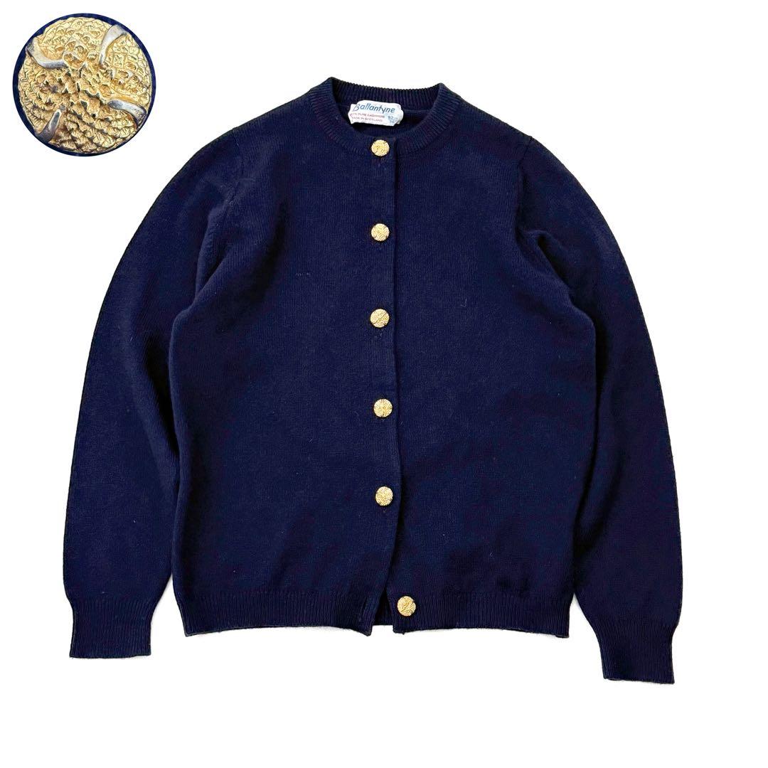 Ballantyne カシミヤ ニット 金釦 カーディガン ネイビー 36