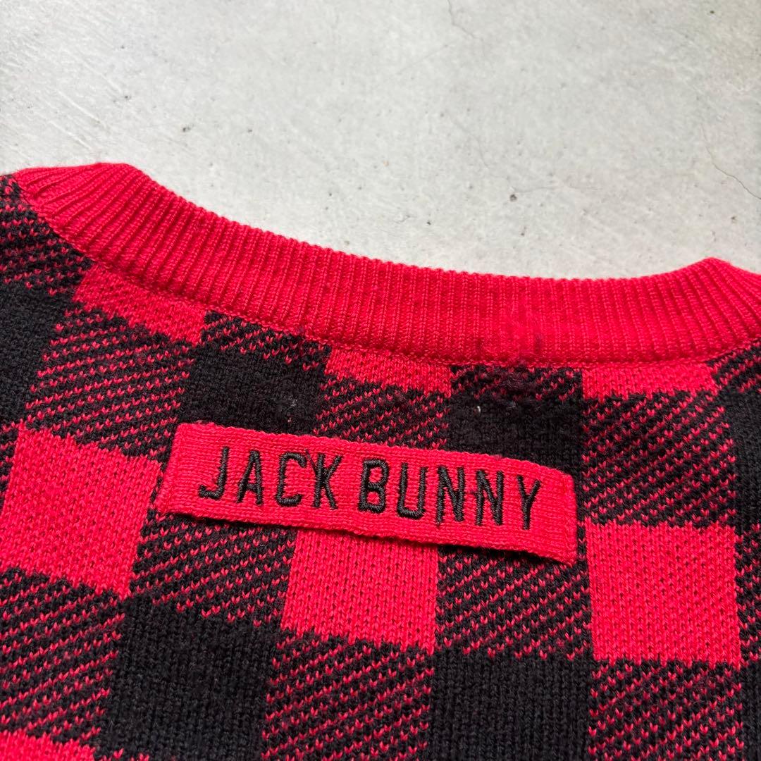 【美品】Jack Bunny!! ジャックバニー チェック柄 長袖ニットセーター