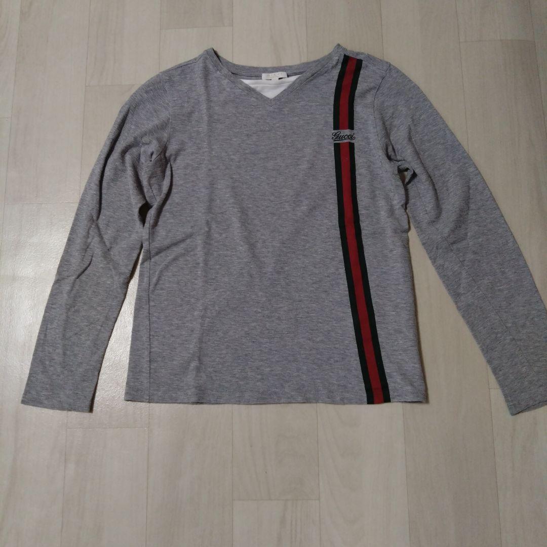 h111e 美品 Gucci グレー Vネック長袖 Tシャツ 2枚セット