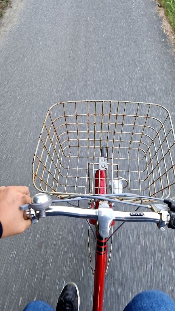 赤いシティサイクル 前面バスケット付き