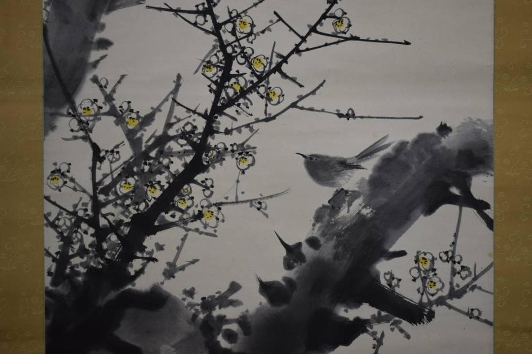 真作/高橋秋華/老梅図/桐共箱付/布袋屋掛軸HE-516