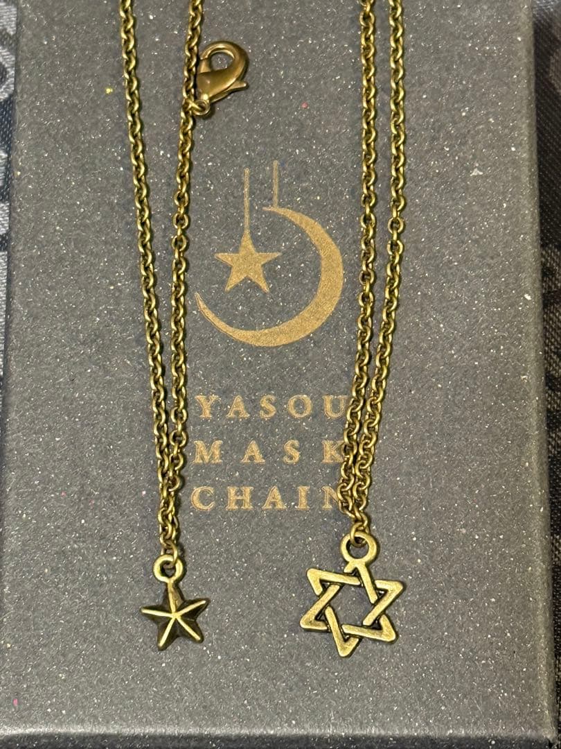 有村竜太朗　夜想マスクチェーン　眼鏡チェーン　月と星　真鍮　アンティーク調