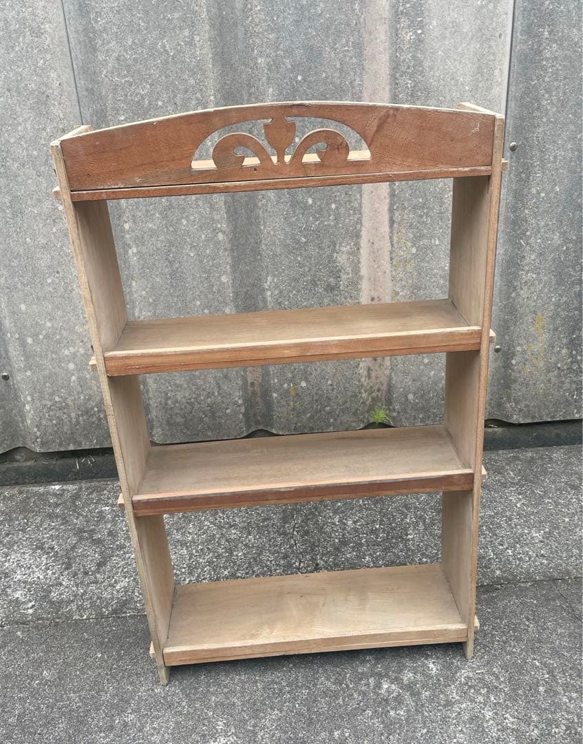 古道具/当時物/木製/無垢材/本棚/透かし彫り/店舗什器/ディスプレイ/③