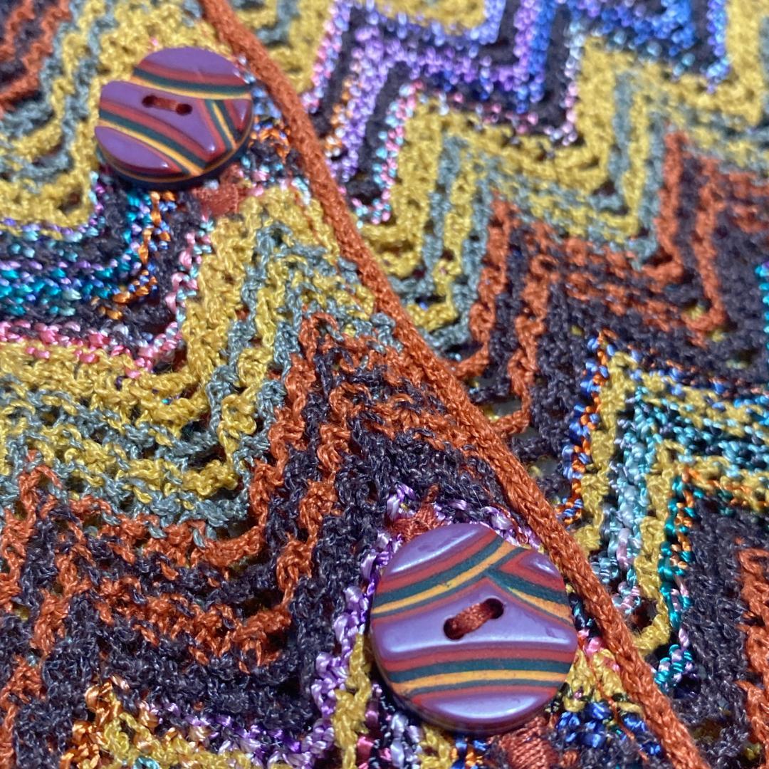 DE0013【ミッソーニ】ニットワンピース【44】アンサンブル 透かし編みベスト