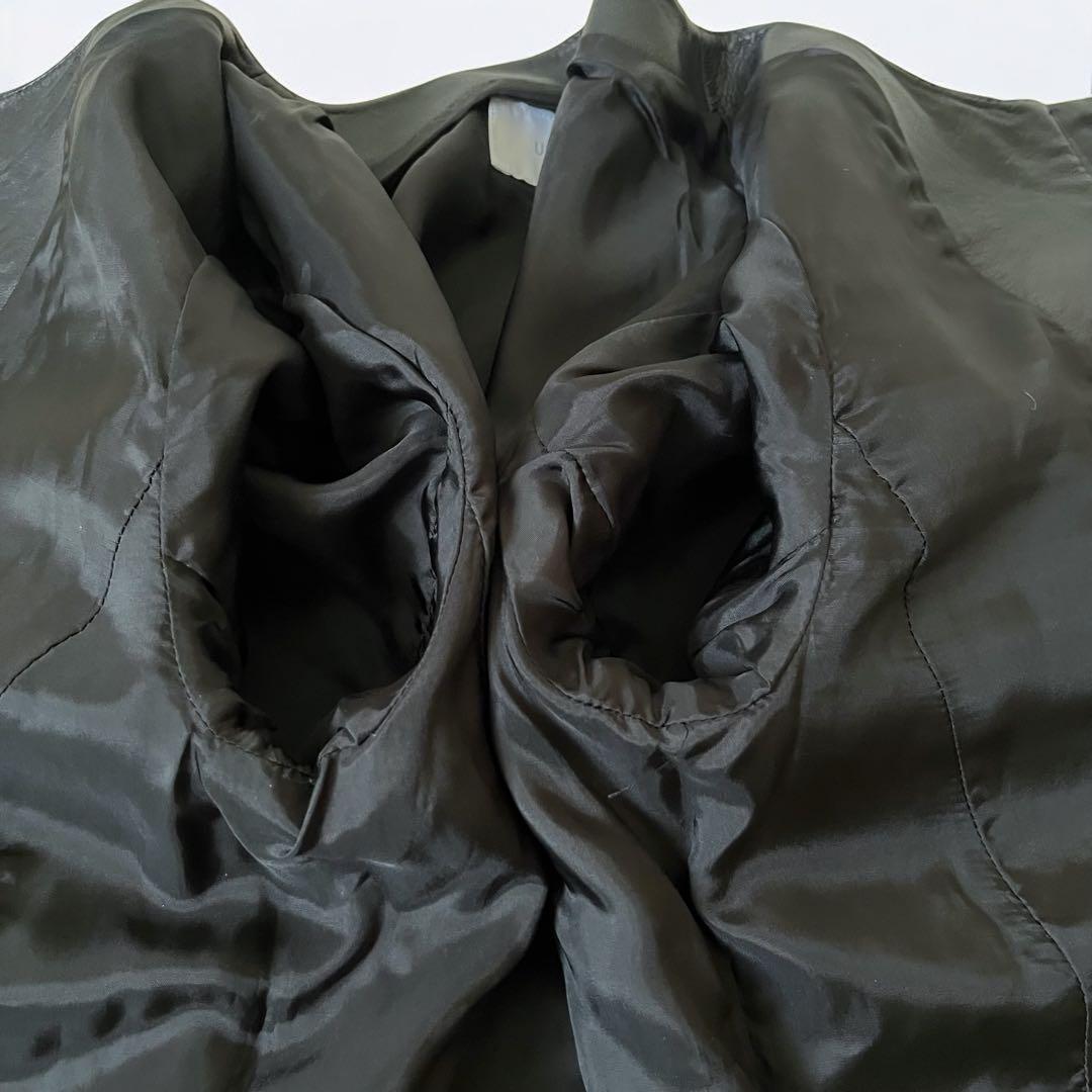 美品 アンタイトル 羊革 ラムレザー ノーカラージャケット Lサイズ