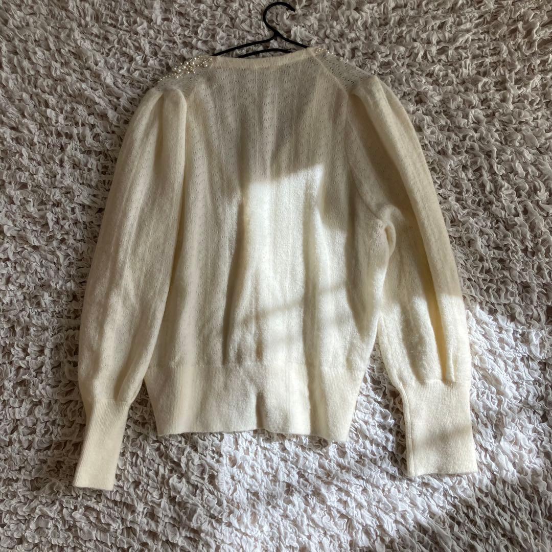 デプレ DES PRES 2024AW パールレースステッチVネックカーディガン