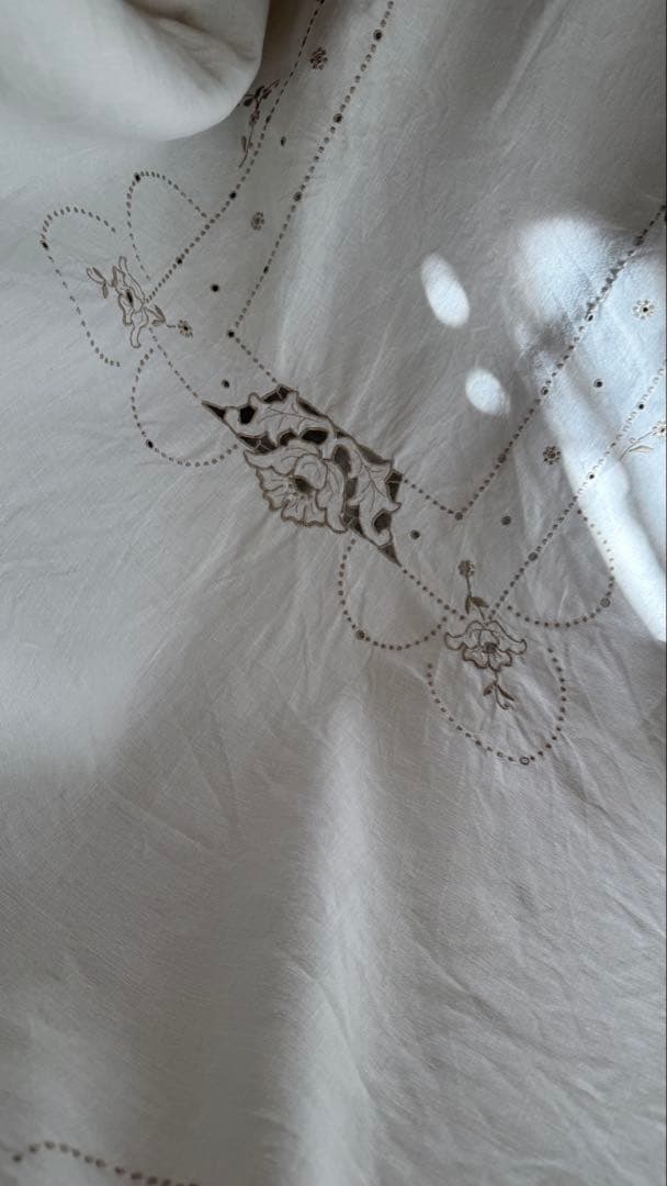 SALE❣️アンティークஐ花柄刺繍の大判クロスஐフランスお買い得