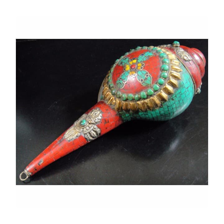 ◆チベット密教法具　法螺貝（シャンカ）羯磨（カツマ）A