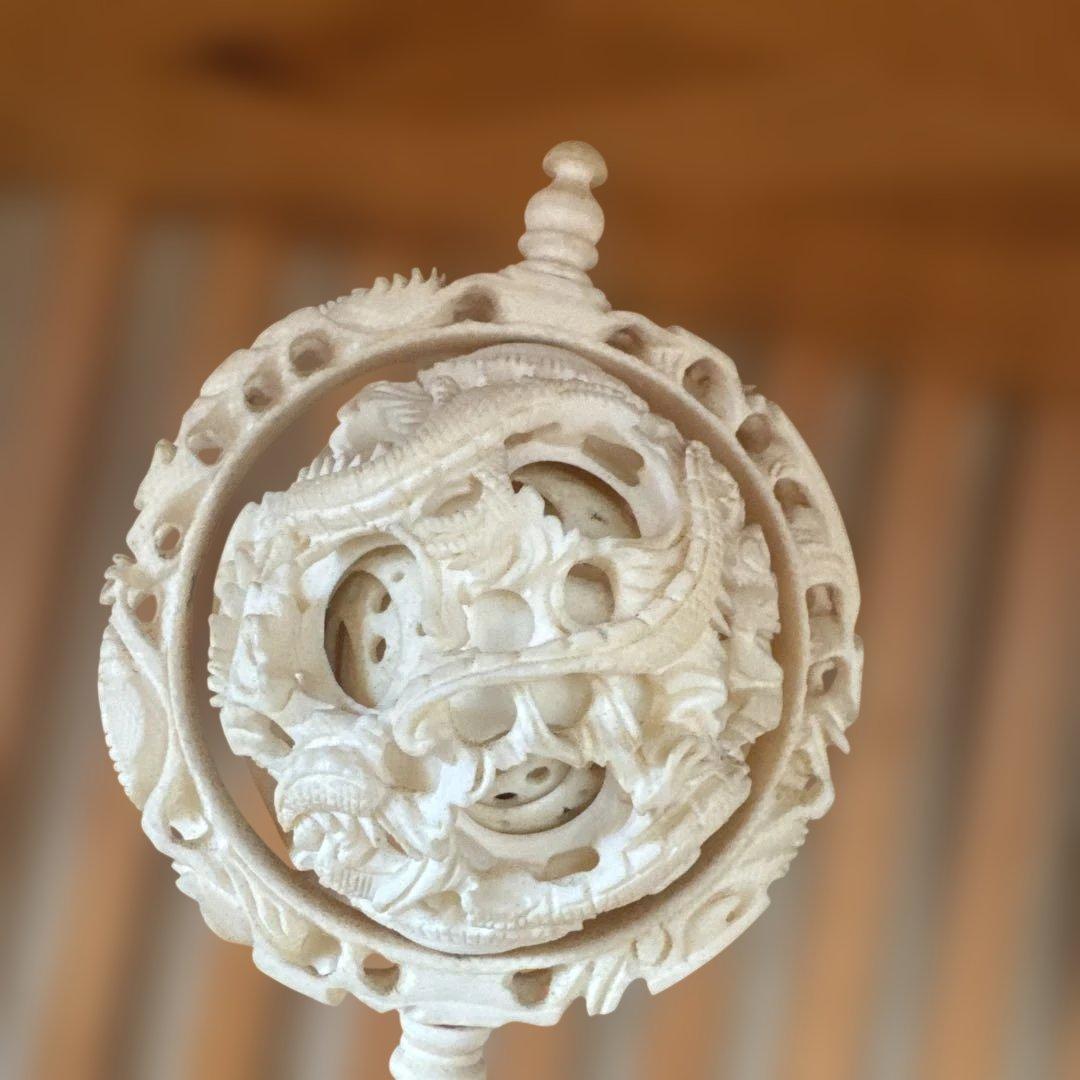 中国工芸品　お土産　龍　山水　天球　多層球　置物