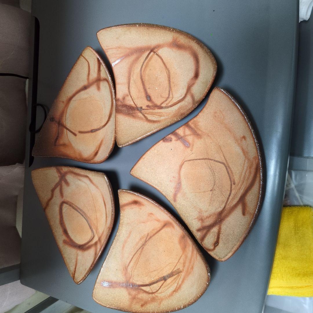 備前焼作家　山下譲治　緋襷の皿　5枚組