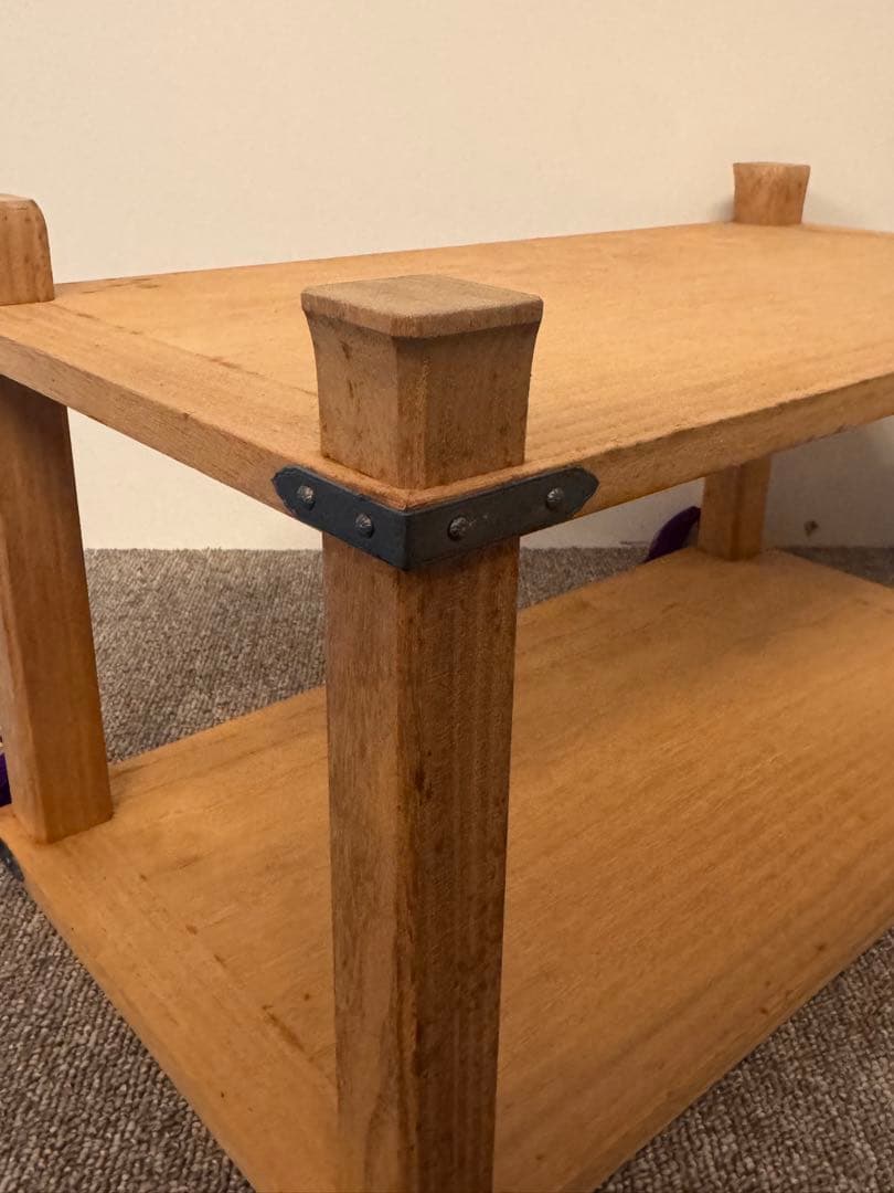 塗師 長谷川祐斎 作 冠基 房飾 共箱 木製 花台 二段