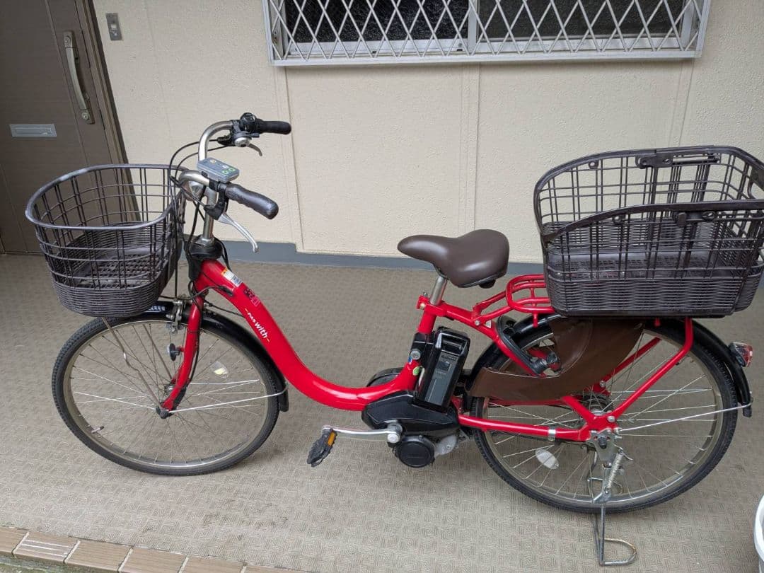 PAS with 赤 電動アシスト自転車 24インチ バッテリー状態良好