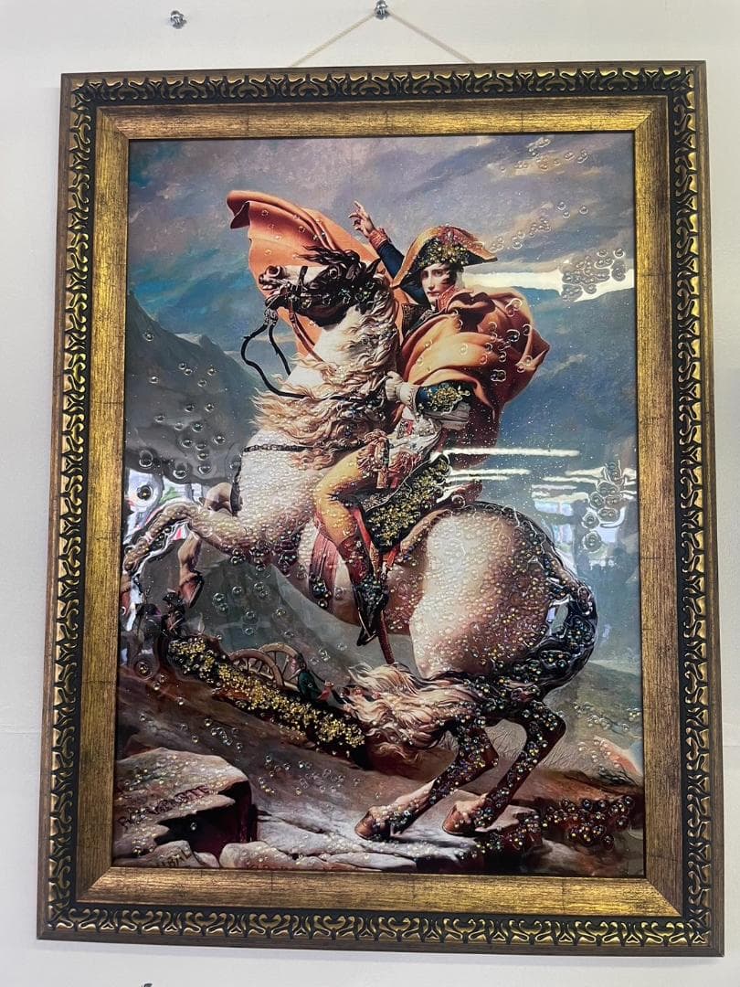 水晶絵　ルイ・ダヴィッド「ナポレオン」　アートパネル　クリスタル　立体　絵画