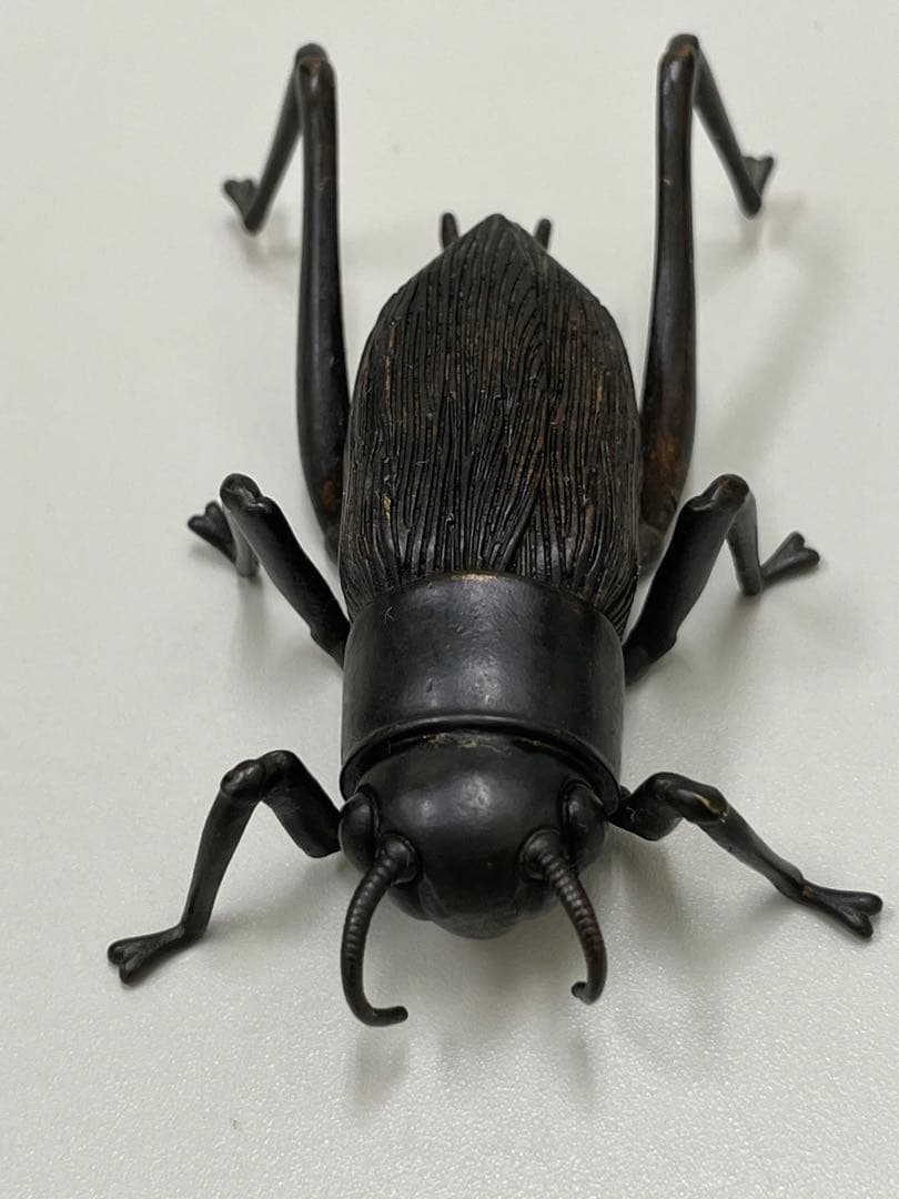 龍文堂　安の介　銅製自在蟋蟀　7cm 古物