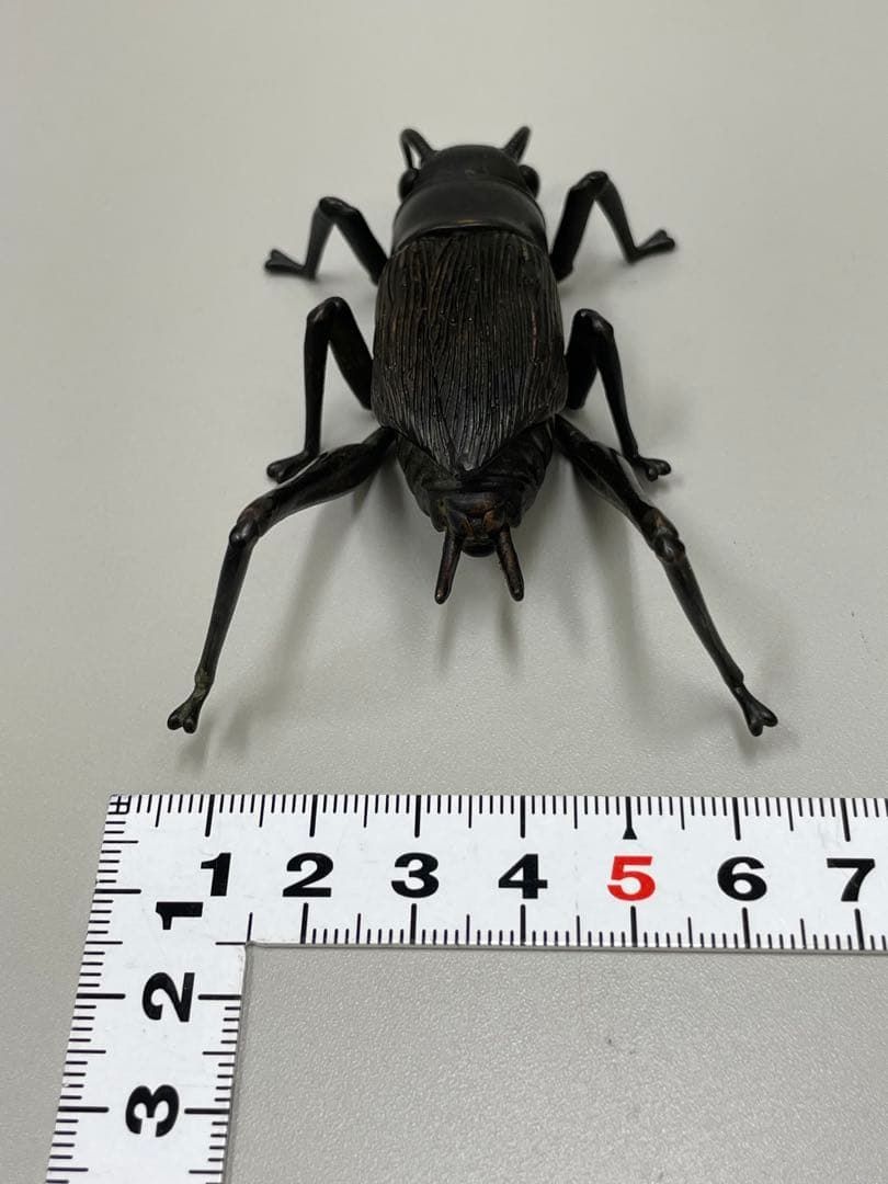 龍文堂　安の介　銅製自在蟋蟀　7cm 古物