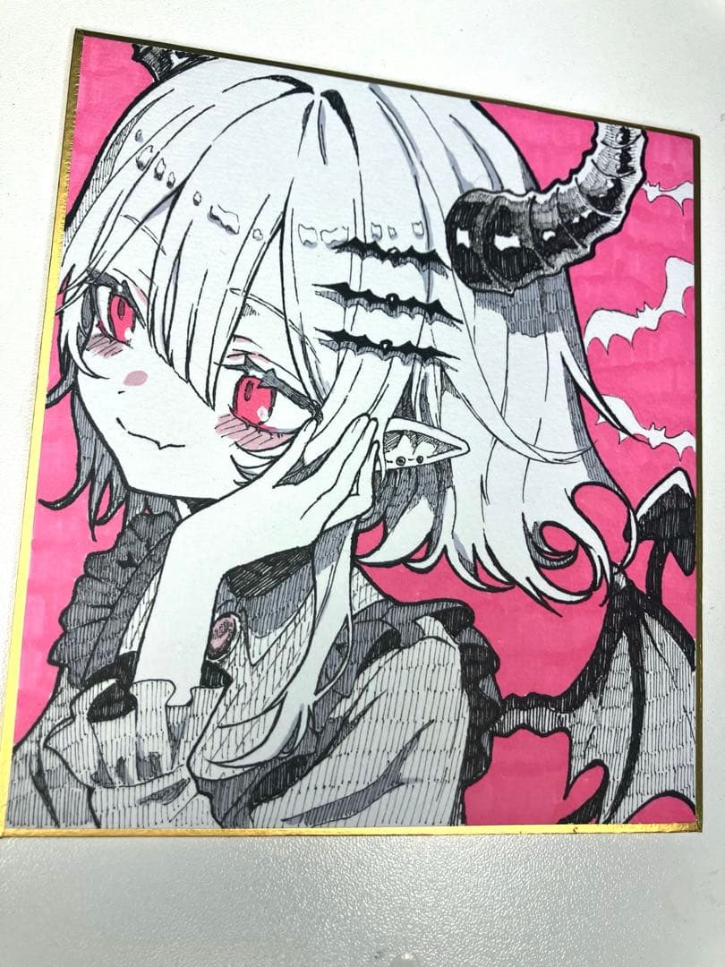 お*ん様 オリジナル 手描きアナログイラスト 色紙No.4