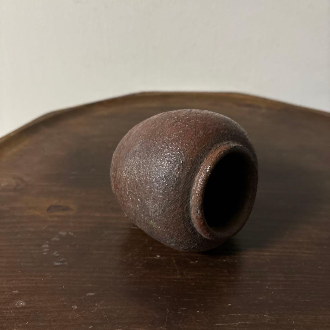 古備前小壷　江戸中期頃　お歯黒壺　古越前　常滑　花器　花入　古美術　骨董　李朝