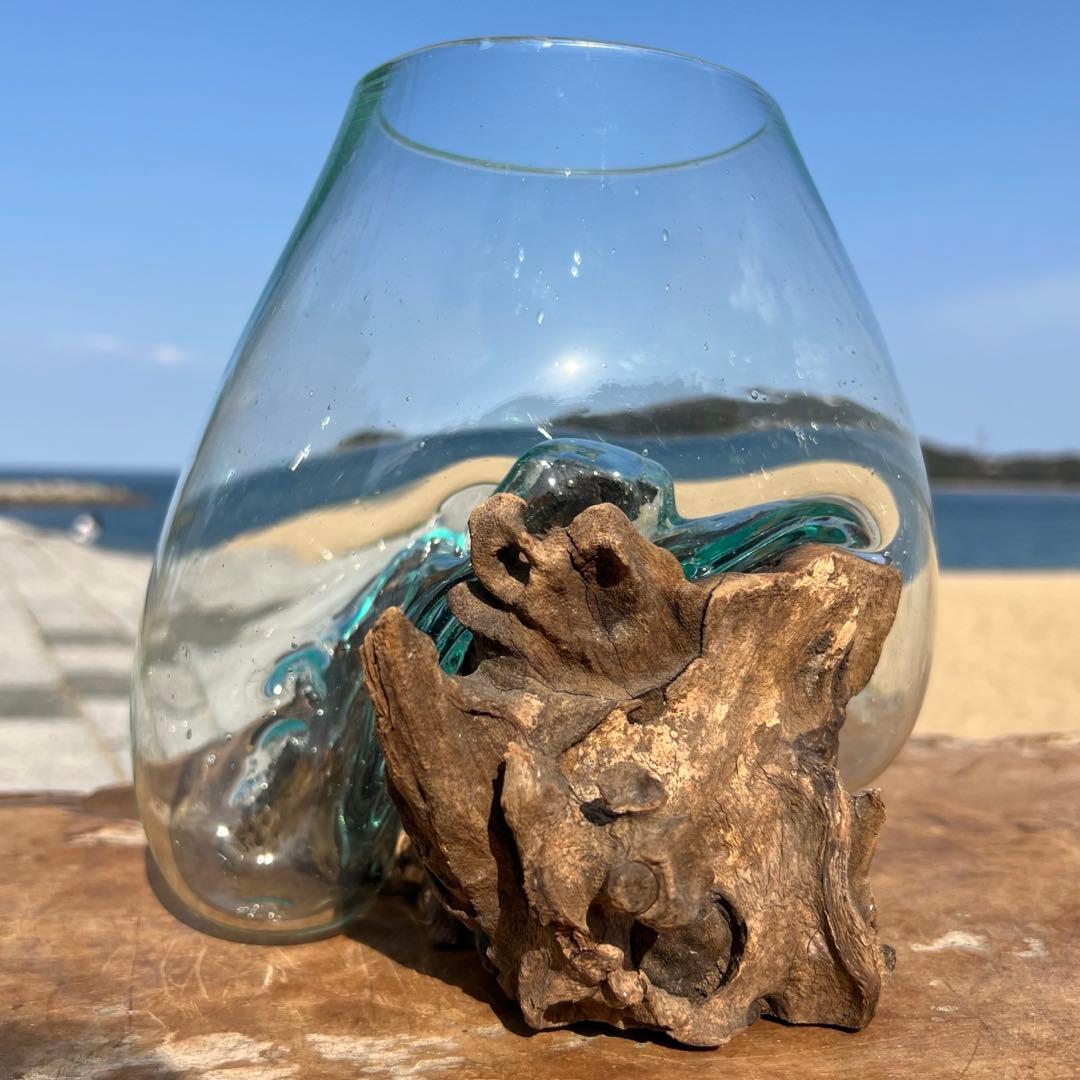 流木ガラスオブジェ大B 花瓶 金魚鉢 ガーデニング テラリウム 水槽 アート作品