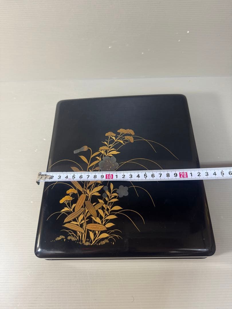 2365 草花蒔絵 硯箱 平安楊光堂作　書道具