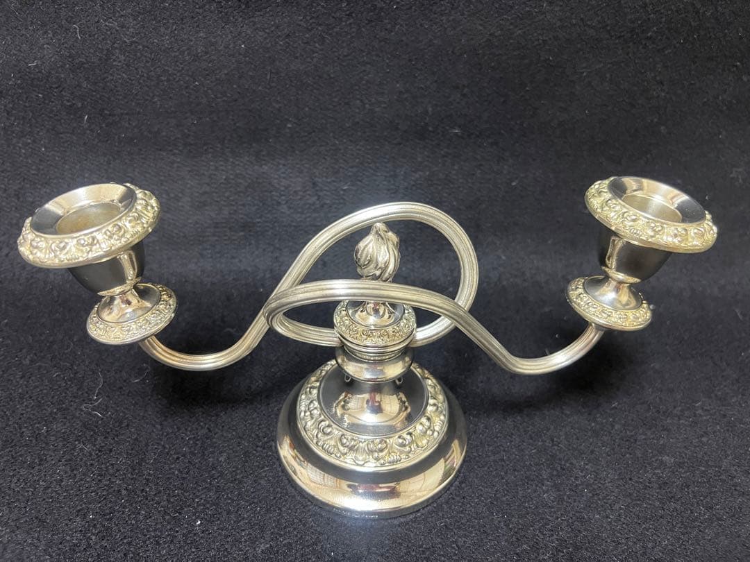 イギリスアンティーク銀シルバープレート製キャンドルスタンド1960年代現状品のみ