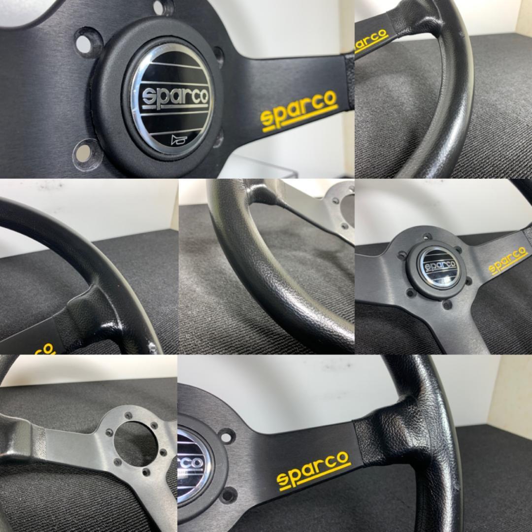 スパルコ R345 ディープコーン レザーステアリング 良品 ホーンボタン付