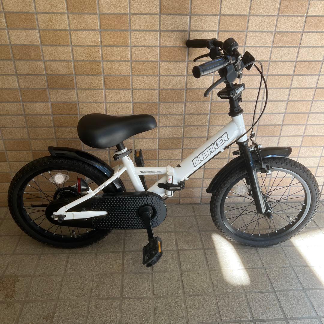 横浜市近辺お手渡し美品 折りたたみキッズ幼児自転車16インチ美品ヘルメット付き