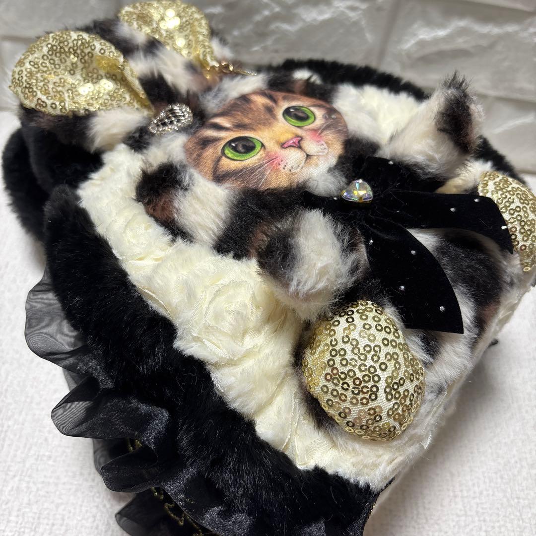 牡*中様 コヤンイサムチョン　フリルファーバッグ　黒　サンダーちゃん　ヒョウ柄