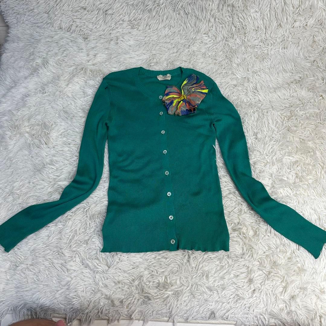 tanakas08228 様用美品 希少 FENDI グリーン カーディガン 花