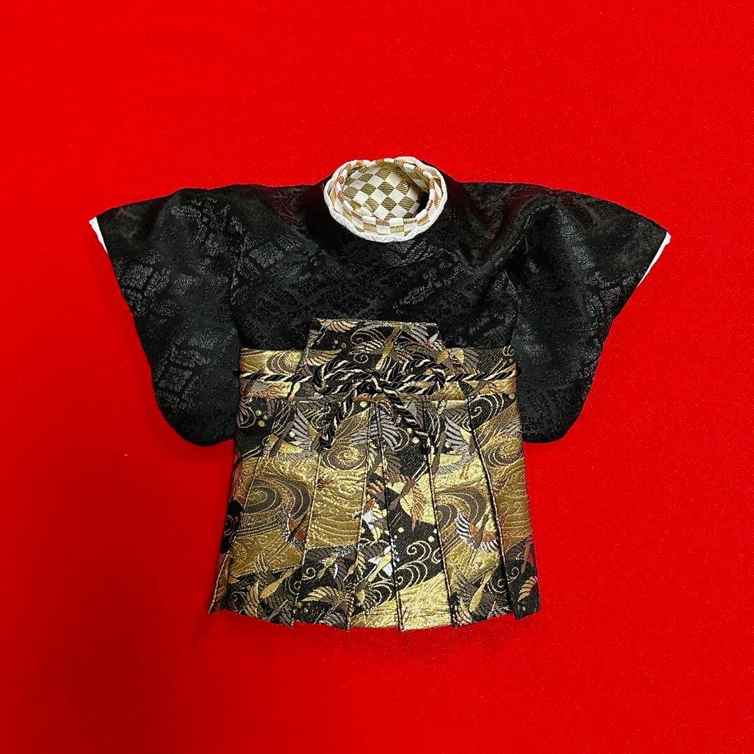 即納✨犬の袴 犬用本格袴セット XS 黒 鶴柄 西陣織 犬服