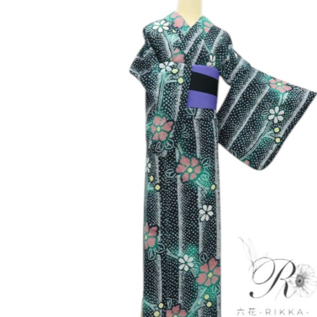 美品 有松鳴海絞り トールサイズ 高級浴衣 着物 A3411