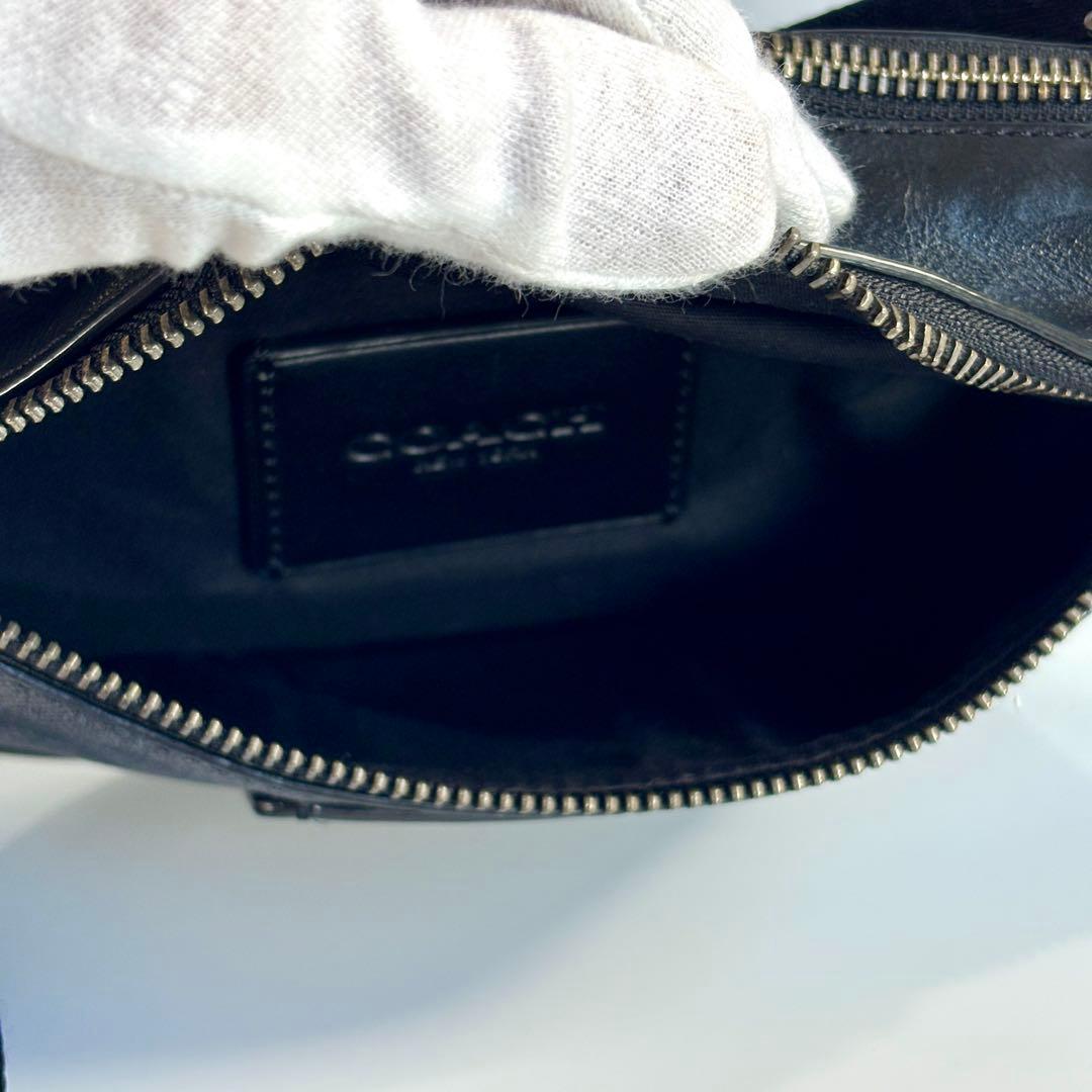 美品 COACH コーチ シグネチャー レザー ボディバッグ ウエストバッグ