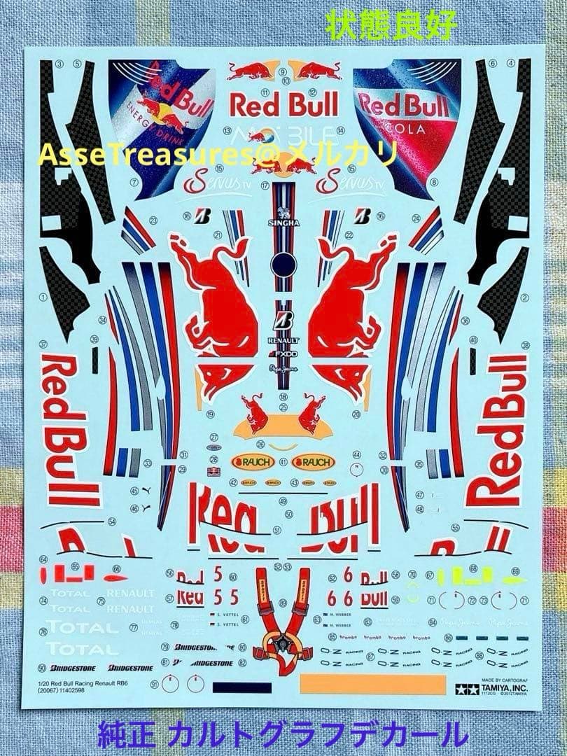 絶版 タミヤ 1/20 レッドブル RB6 純正 カルトグラフデカール 状態良好
