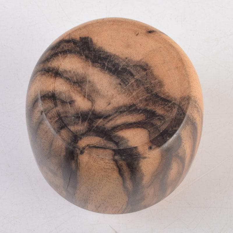 茶道具　天然木　黒柿製　無垢彫　綺麗な木目の棗　V　9054