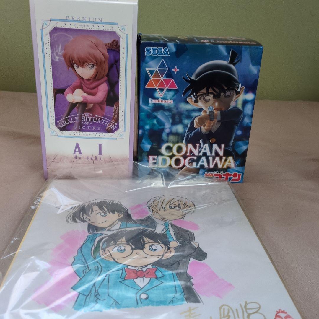 名探偵コナン　青山剛昌　直筆サインイラスト肉筆　フィギュア　セット　値段交渉OK