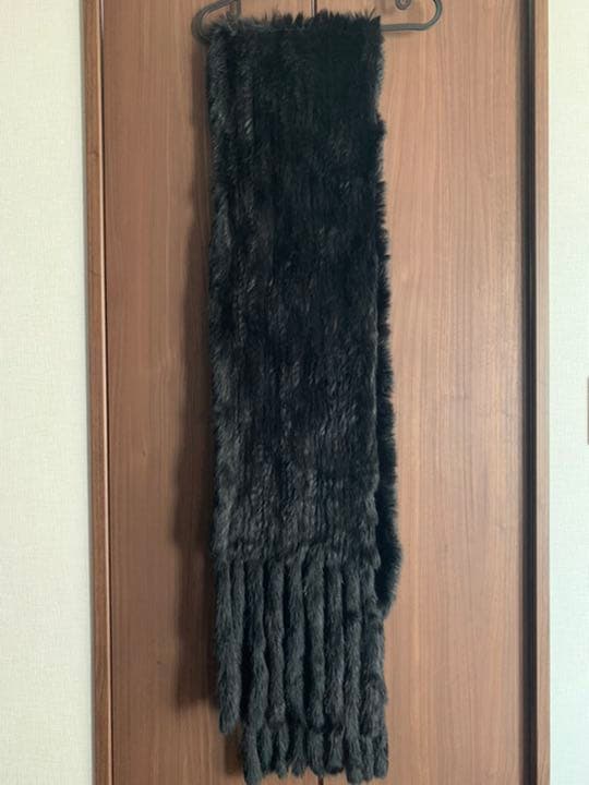 超ロング　ラビットファー　ゴージャス　マフラー　ブラック　新品