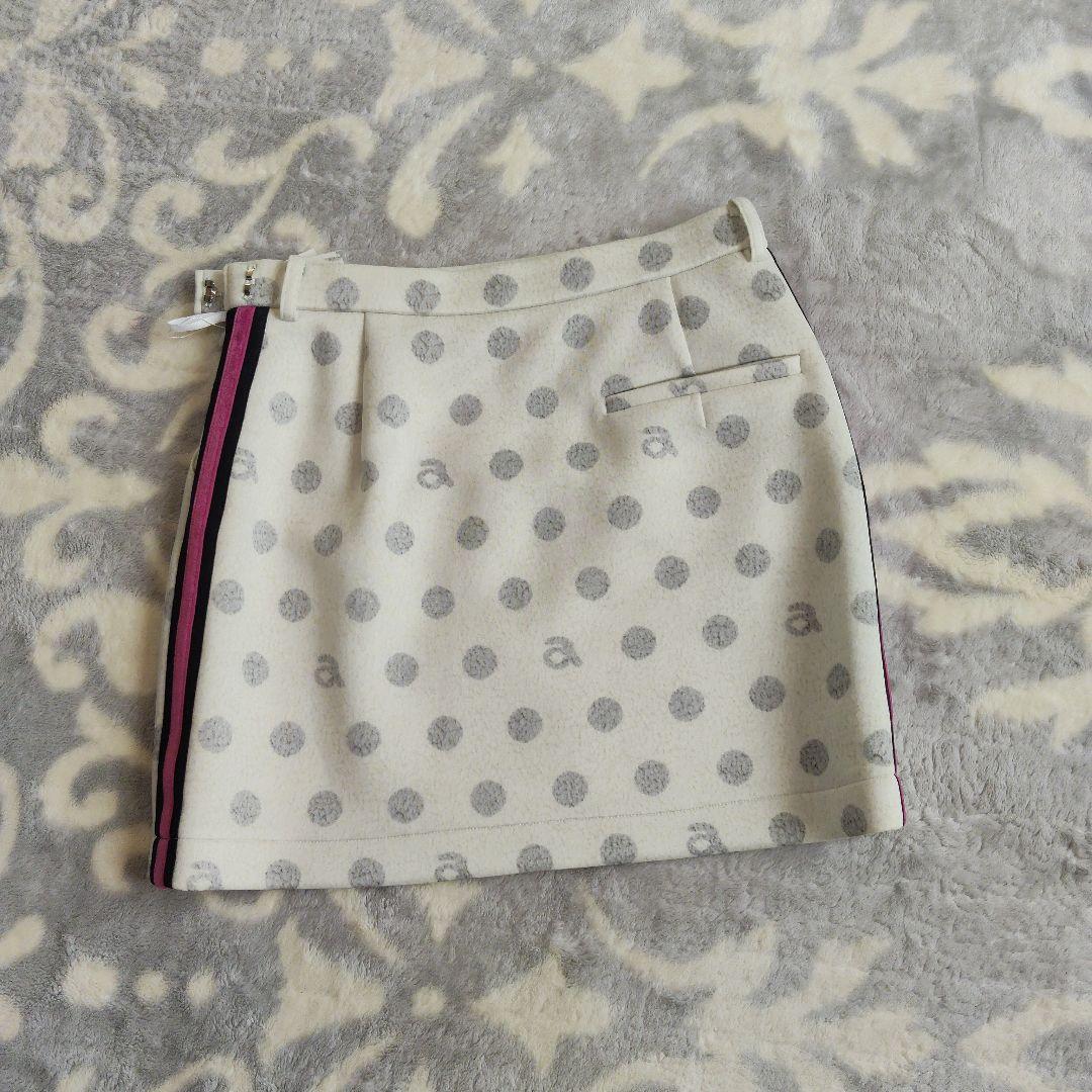 水玉模様スカート（白・グレー・ピンクストライプ）