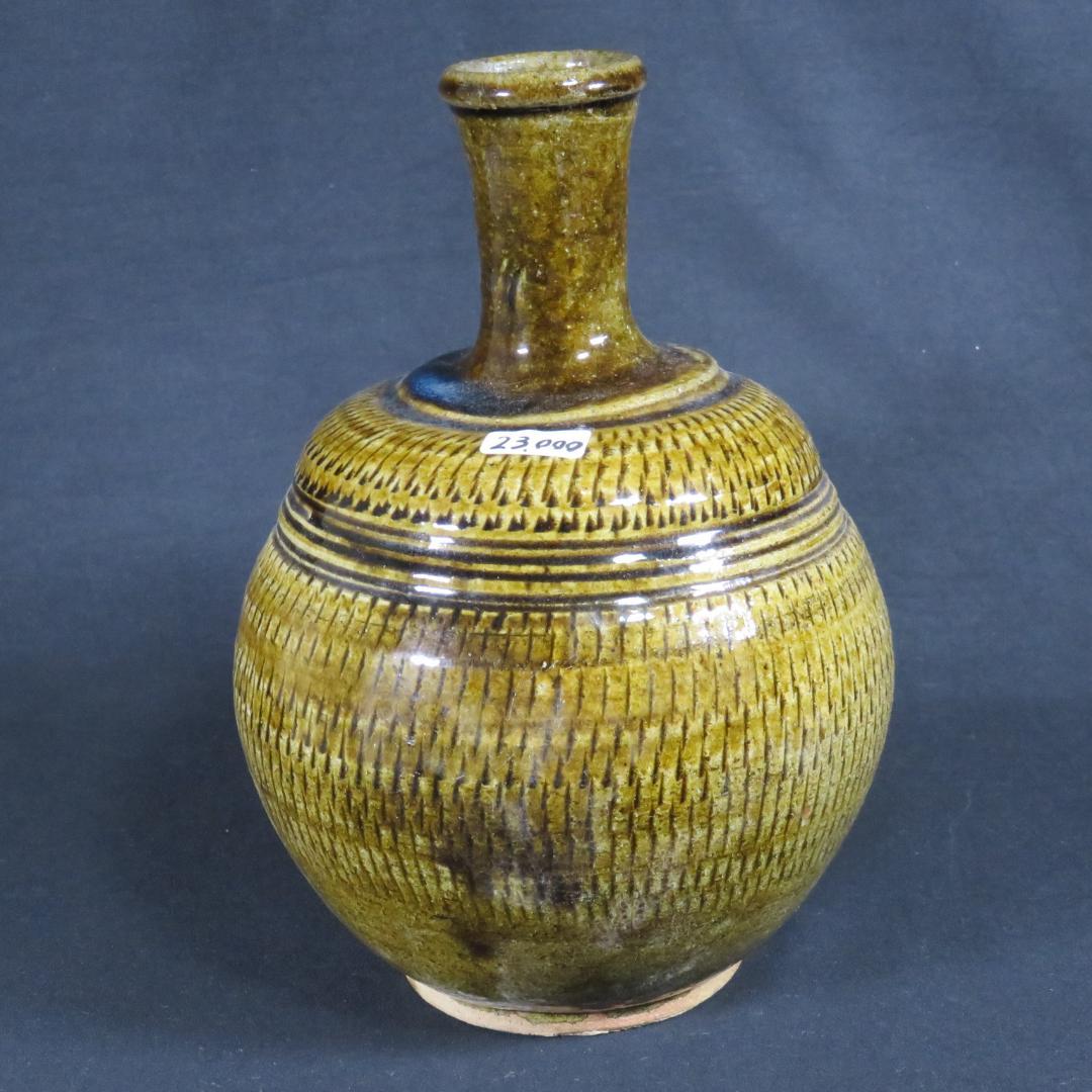 古相馬 上野目 飴釉 飛鉋 壺 徳利 花器 民藝 時代物 美品 B