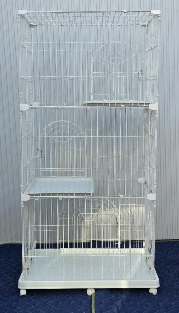 直接引き取り限定アイリスオーヤマ PEC-903 ホワイトキャットケージ 3段