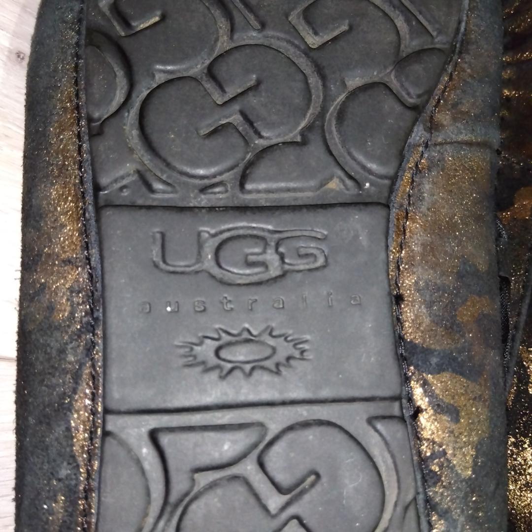 UGG　アグ　モカシン ムートン　ブラック　レース　リボン　８　♡超美品♡