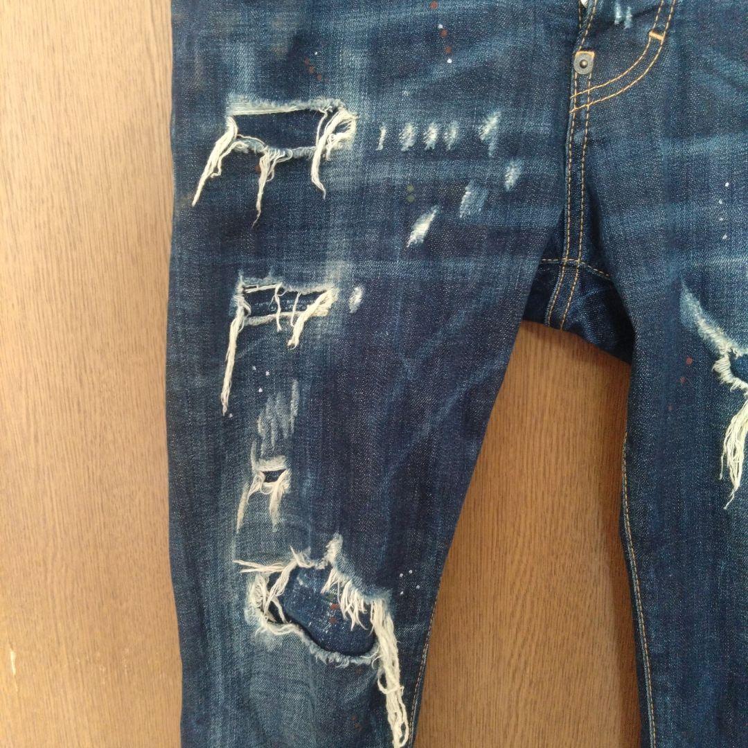 ディースクエアード　ダメージ加工スキニーデニム ダークブルー　サイズ46