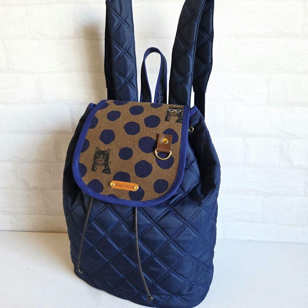 JUNE①　巾着リュック　エチノ×ナイロンキルト　ハンドメイド