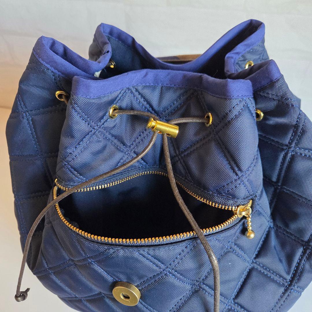 JUNE①　巾着リュック　エチノ×ナイロンキルト　ハンドメイド