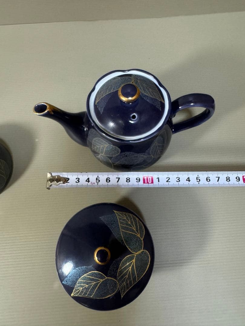 2265 九谷焼　茶器セット　急須1客　湯呑蓋付5客　未使用