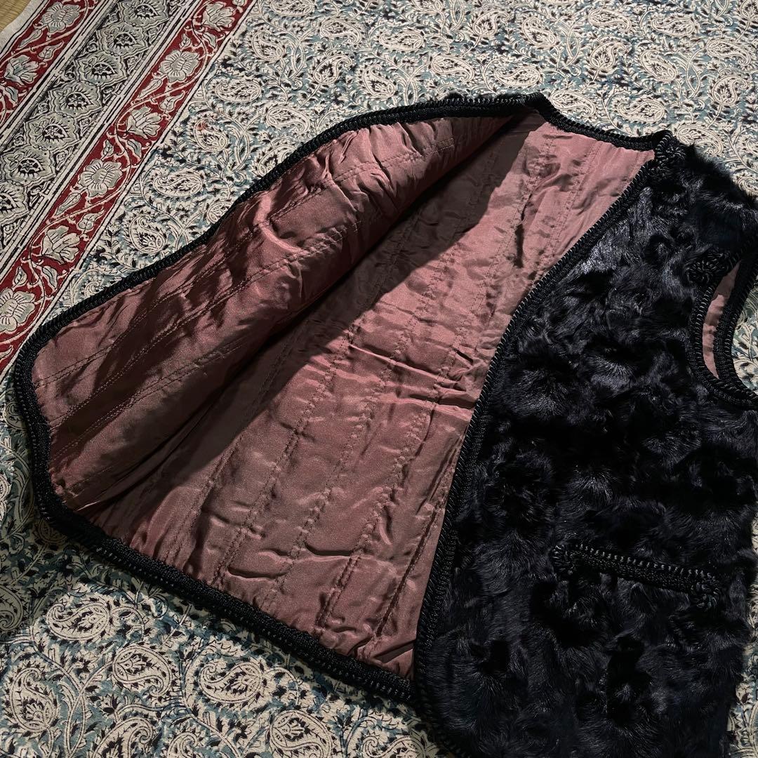 60’s カラクール 毛皮 リアルファー ベスト ビンテージ ブラック 50's