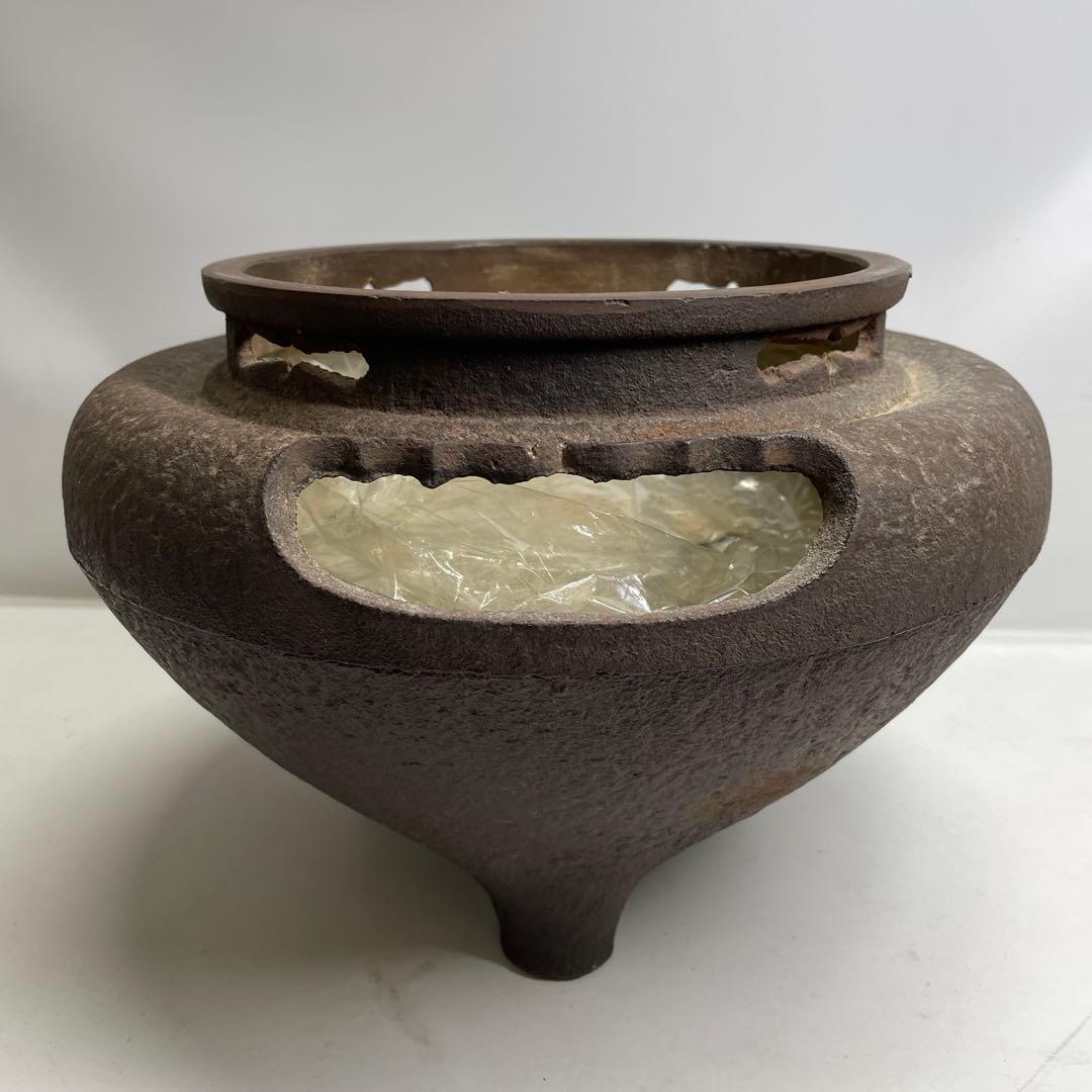 【2点セット】茶道具 釜師 人間国宝 高橋敬典 平丸立口釜 はじき肌 骨董