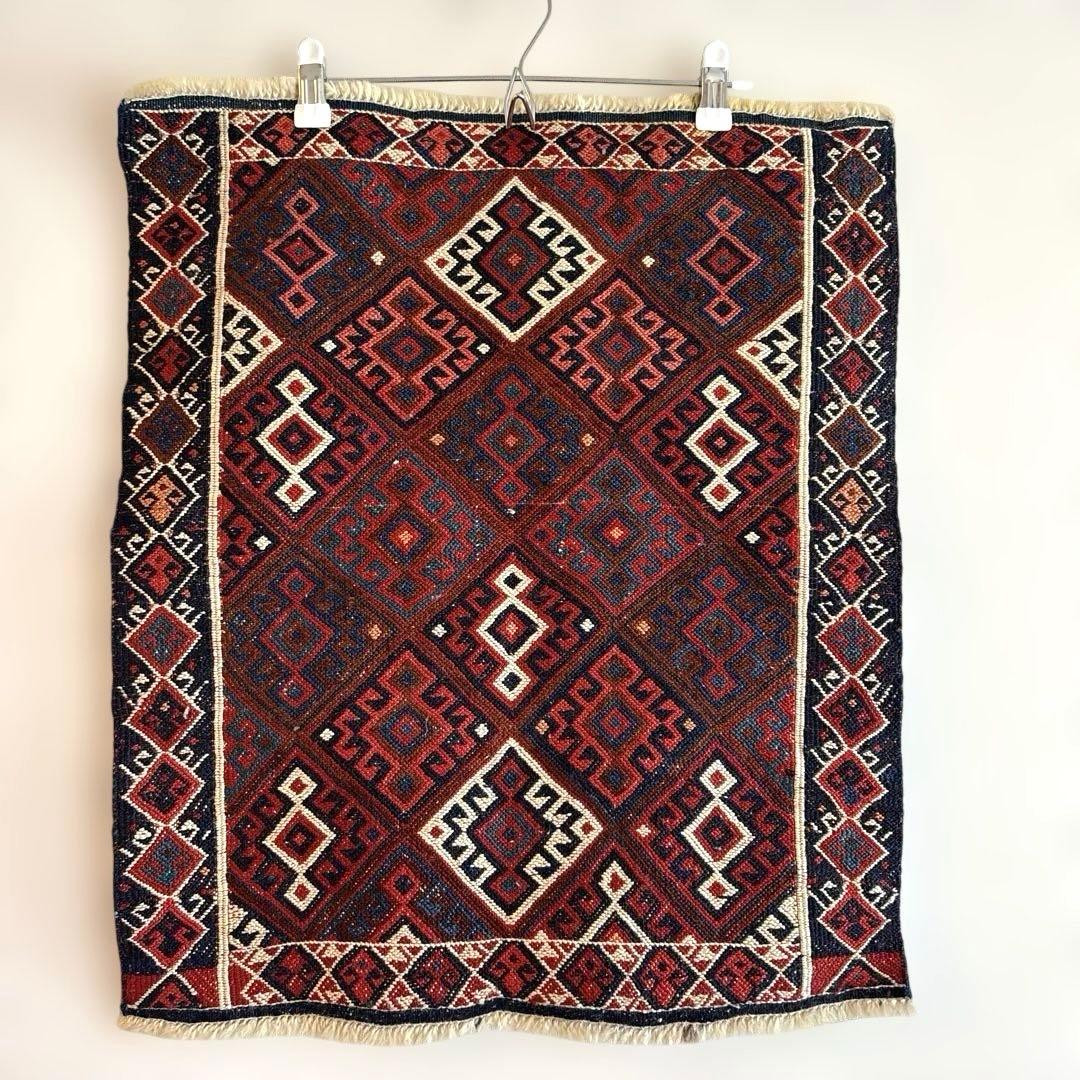 手織りキリムラグ 50cm×61cm◆トルコ製ヴィンテージ◆フェード トライバル