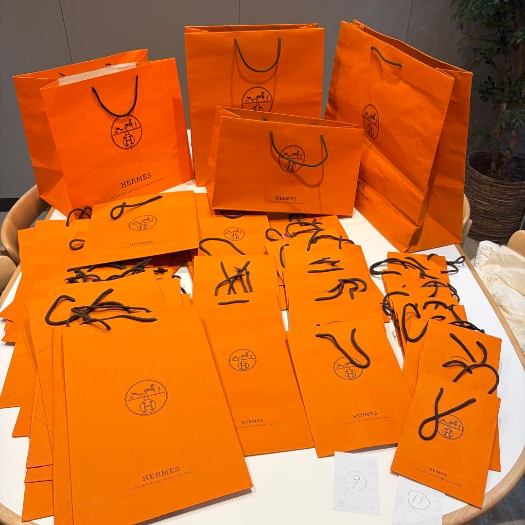 HERMES特大オレンジボックス23箱高級木箱ショッパー袋46枚巾着袋1袋まとめ