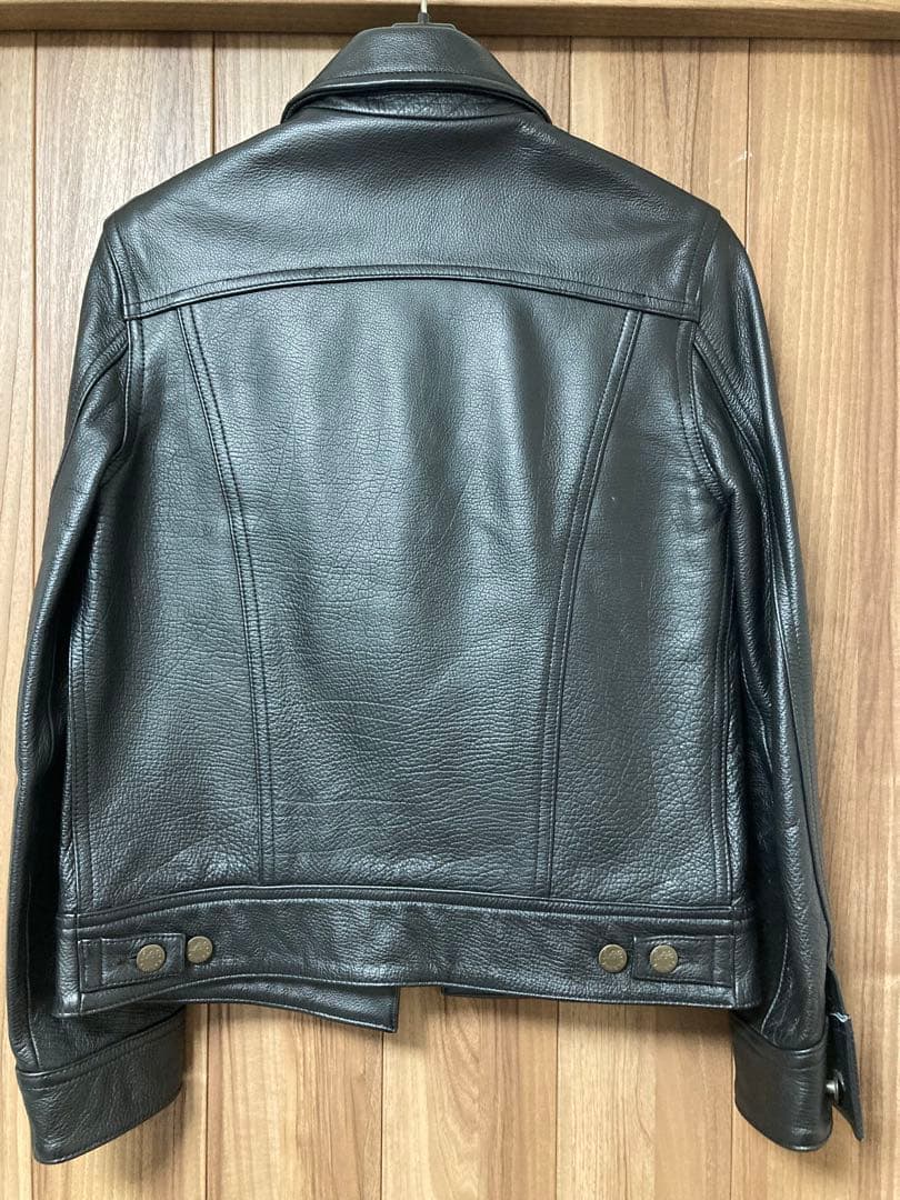 Lee ブラック レザー トラッカージャケット
